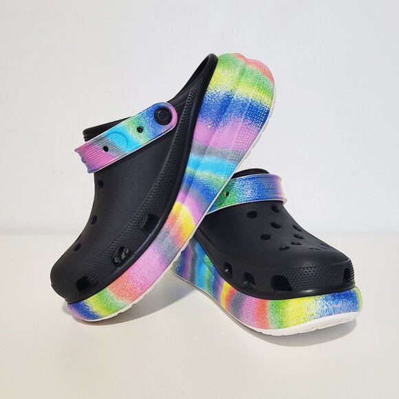 Crocs Classic Cruch Rainbow Platform Clogs - Size Women 10 or Men 8 - Picture 1 of 8